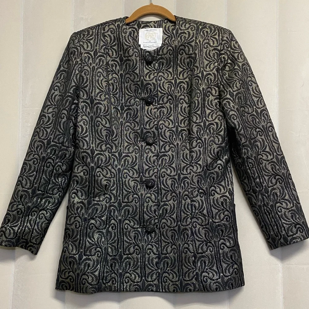 Vintage Mary McFadden Neiman Marcus Womens Blazer Jacket Sz 12 Brocade Old Money